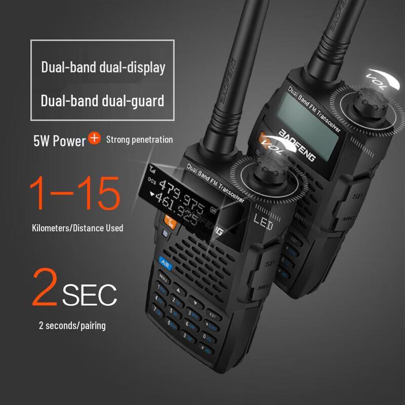 Baofeng UV-5R Cavaleiro Negro Walkie-Talkie Profissional de Banda Dupla (Versão CN)