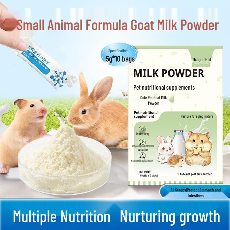 Goat Milk Powder Nutritional Supplement for Small Pets - 10 Bags, 5g Each (Hamster, Chinchilla, Guinea Pig)