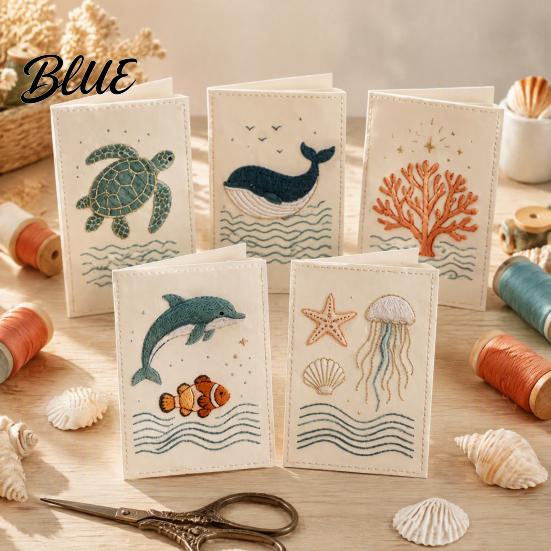 Beginner Embroidery Pattern Set Christmas Hand Card DIY Kit, Holiday Greeting Seasonal Paper Craft Project with Threads And Beads, Gift for Adults Kit