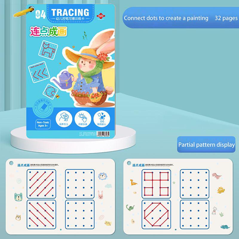 32 Pages Writing Drawing Educational Picture Books Toddler Pen Control Training Workbook Baby Magical Tracing Practice Copybook