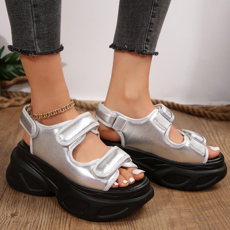 Shoes Women Summer Large Size Thick Soled Sandals Black Height Increase Casual Sports Heeled Sandales Roman Style Shoes
