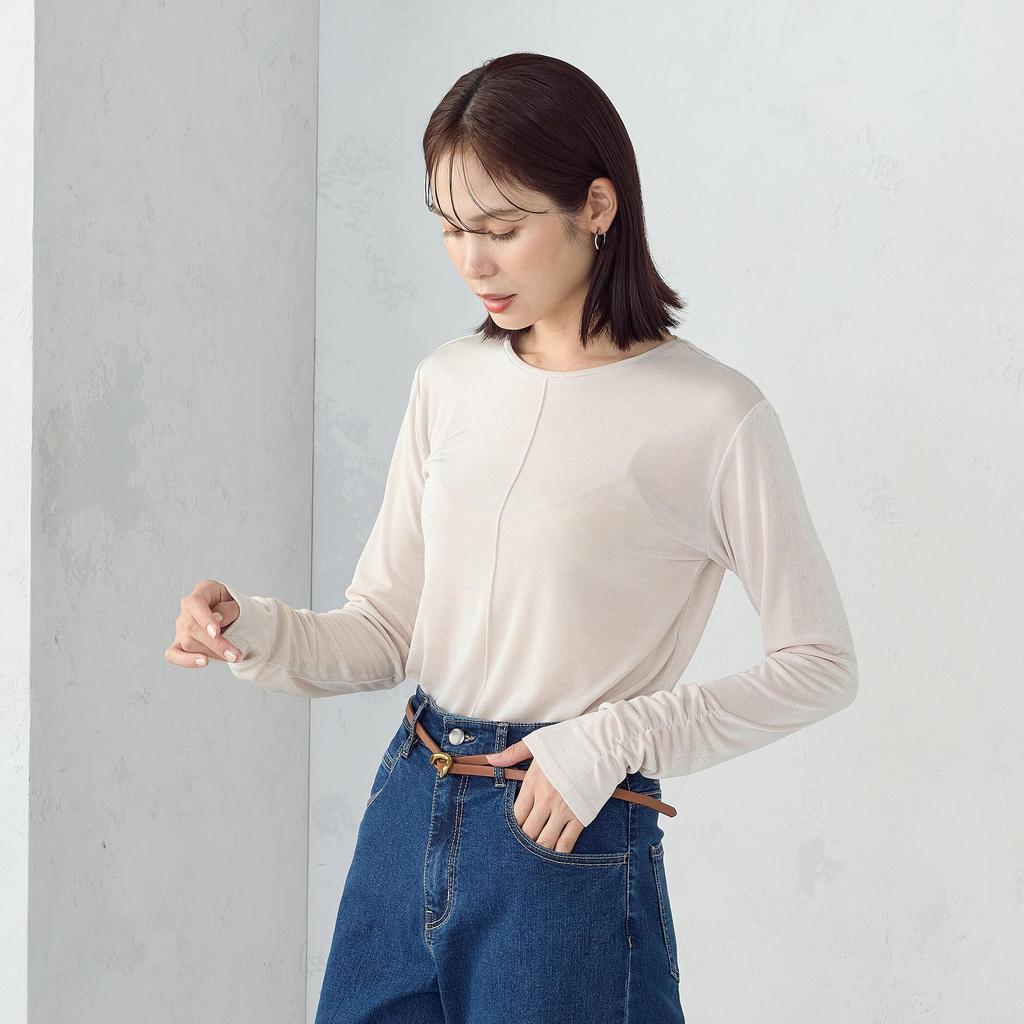 [Comme Ca Ism] Shiny Crew Neck Top 12-68CM09-205 Ivory L