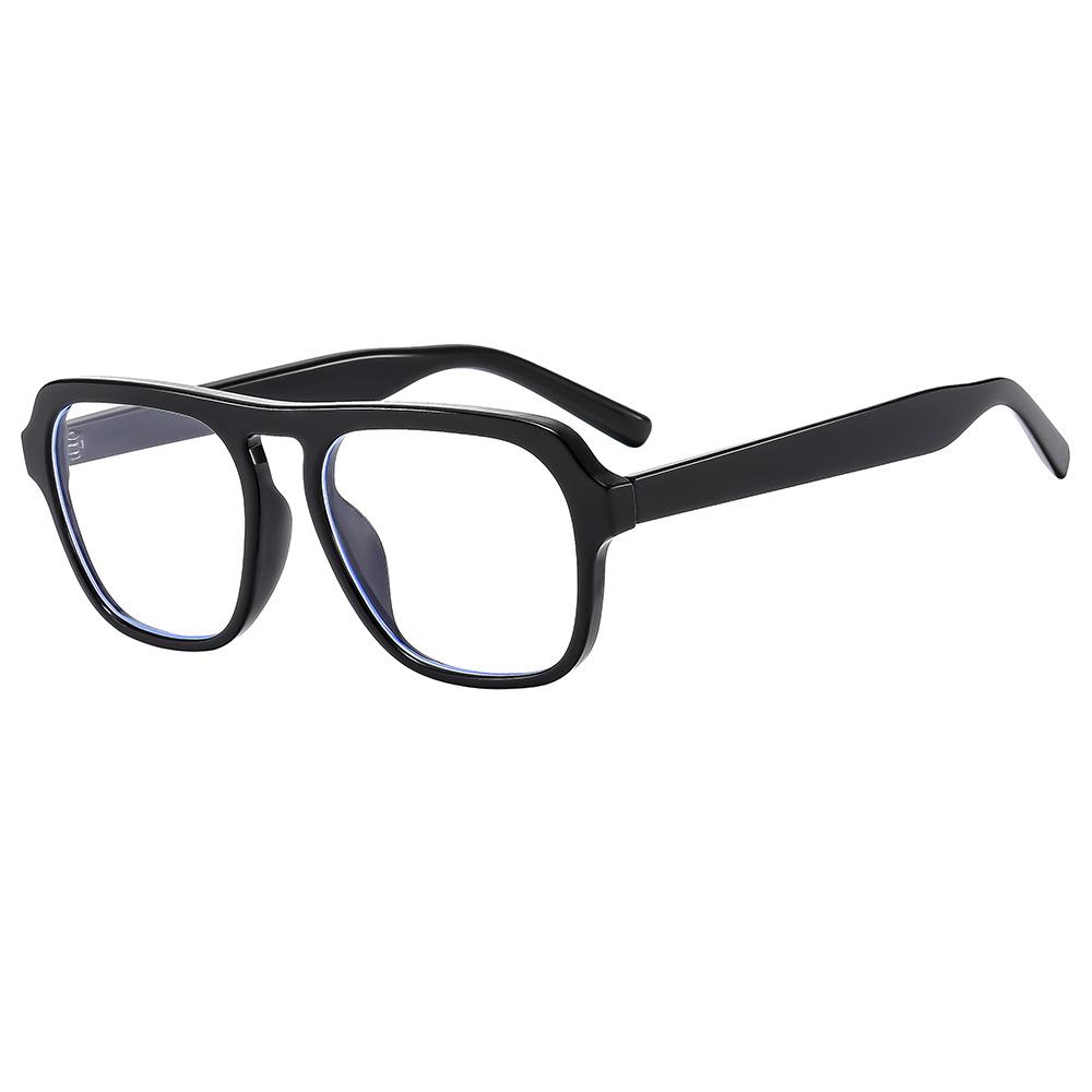 Retro Black Frame Glasses Women'S Trend Single Beam Thin Sunglasses Men'S Plain Flat Glasses
