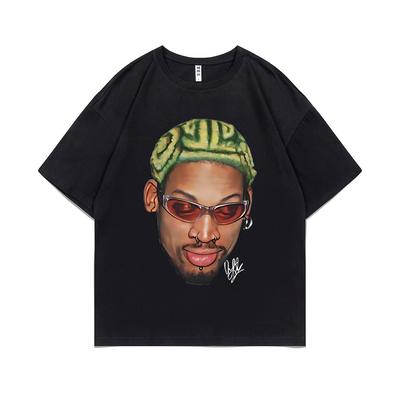 The Worm Dennis Rodman Big Face Grafisch T-shirt Heren Dames Hip Hop Oversized Basketbal Jongens T-shirts Unisex Vintage Casual T-shirts