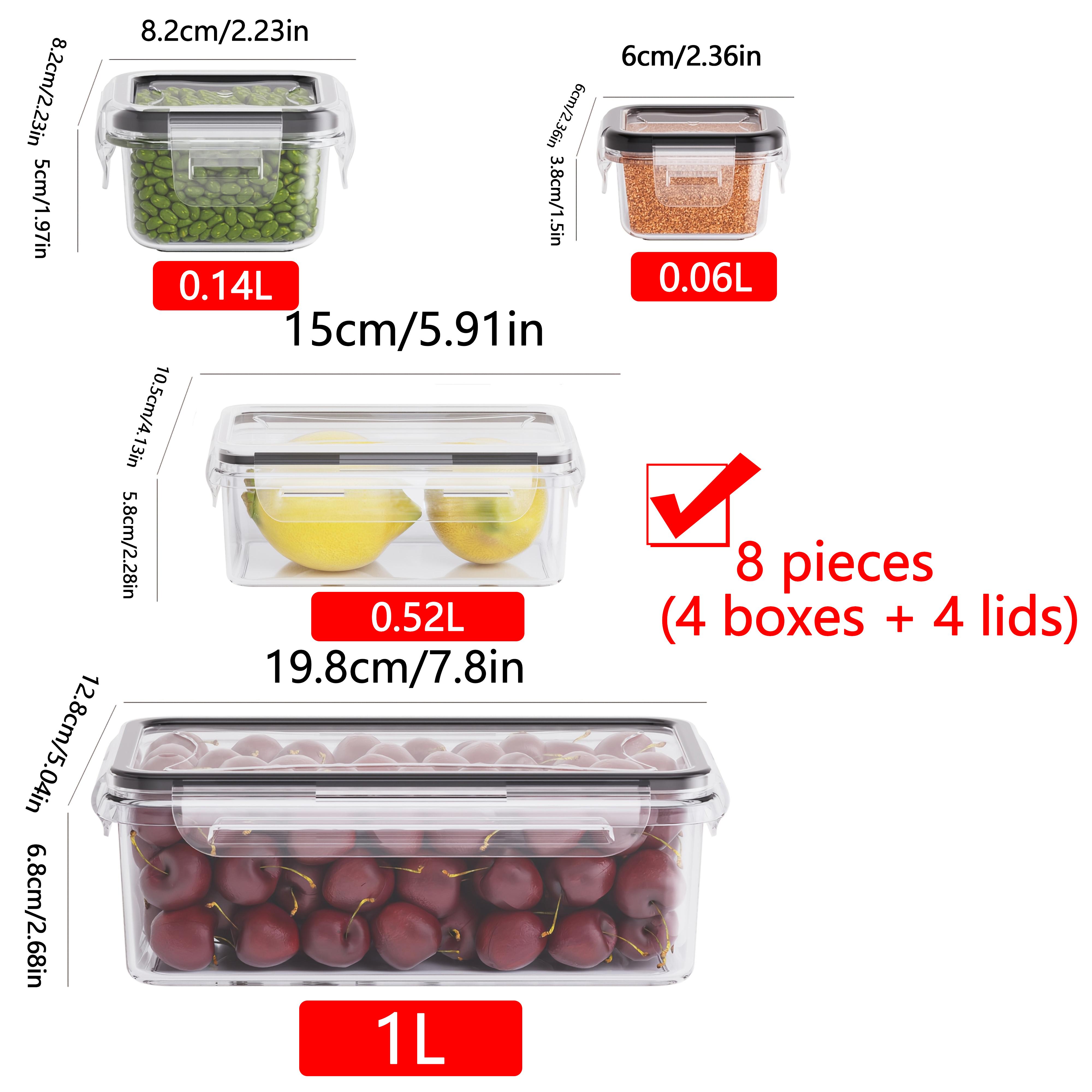 

8 PCS BPA Free Airtight Food Containers Locking Lids Microwave Freezer Safe PP Plastic Storage for Dry Goods Fruit Vegetables 4 boxes and 4 lids