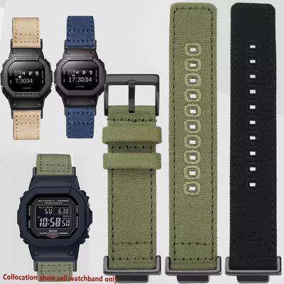 For Casio G-SHOCK GA110 100 120 GA900 GA2100 DW-5600 GW-B5600 GW-M5610 Men Soft Watchband Metal Adapter Nylon Canvas Watch Strap