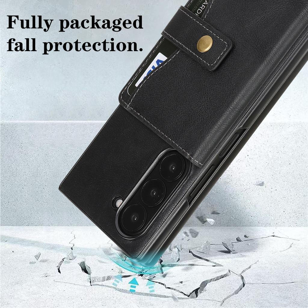 For Samsung Galaxy Z Fold6 5G Kickstand Case Detachable Card Bag Magnetic Case PU Leather Coated TPU Phone Cover