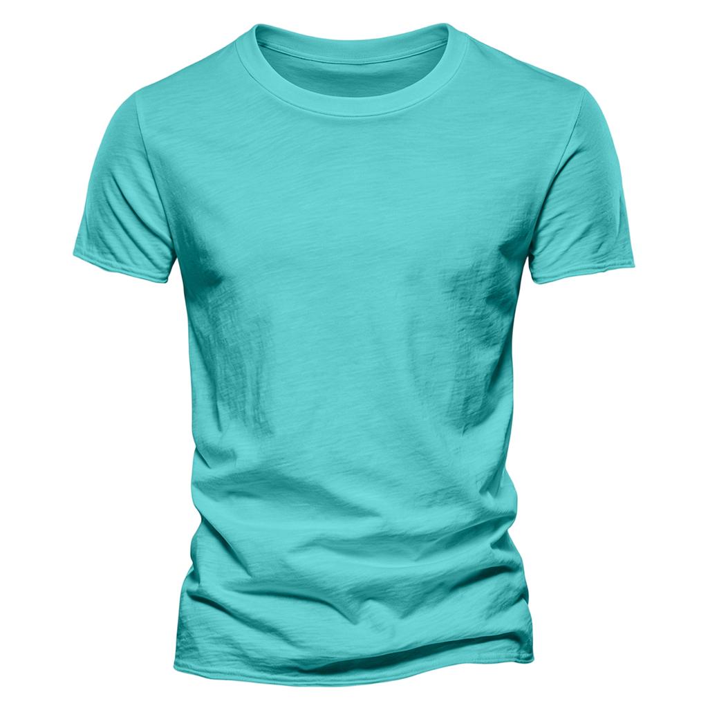Men's Color Cotton Round Neck Short Sleeved T-shirt