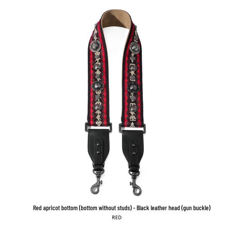 Ma Huang Shi Women's Genuine Leather Vintage Saddle Bag Strap with Rivets