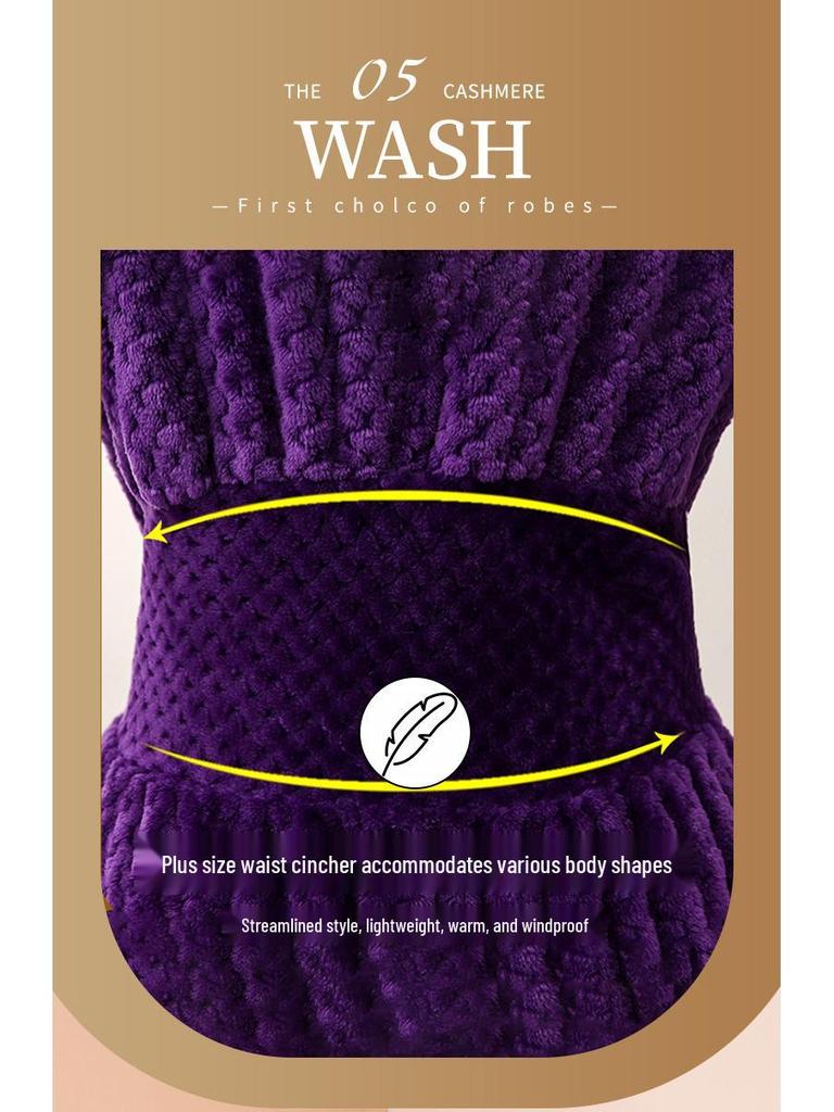 2024 Velvet Plus Size Women's Long Bathrobe - Winter European & American Style for Hotels, Salons, and Casual Wear