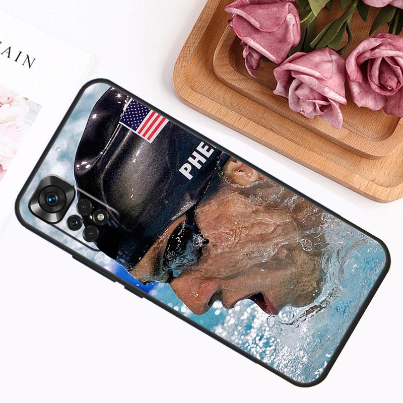 Michael Phelps Swimming Case For Xiaomi Redmi Note 14 12 11 9 10 13 Pro 9S 10S 11S 12S Redmi 13C 14C 10C 12C Cover