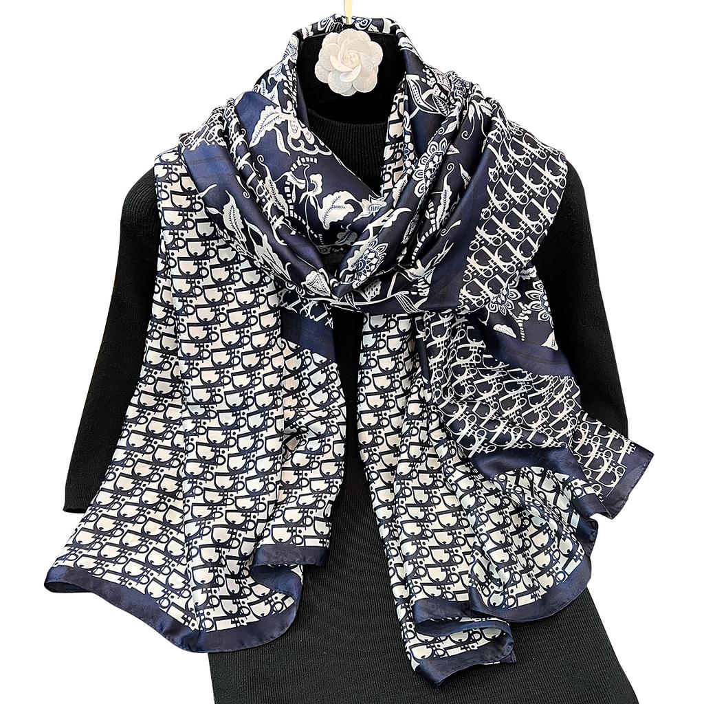 Summer new beautiful brocade long silk scarf spring and autumn Korean version fashion outer shawl office air-conditioned room to keep warm