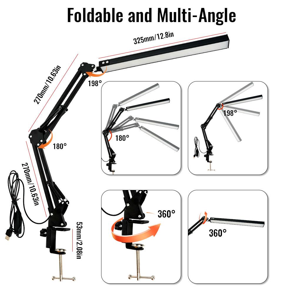 Eye-protecting Dimmable Desk Lamp, Long/short Desk Lamp. 10 Brightness Levels and 3 Lighting modes.Christmas and Halloween Gifts