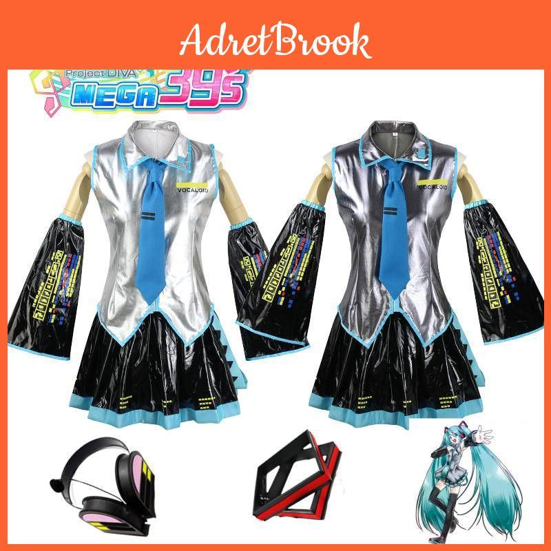 Hatsune Miku Vocaloid Pu Cosplay Top Vestito Cravatta Set Per Spettacolo di Natale