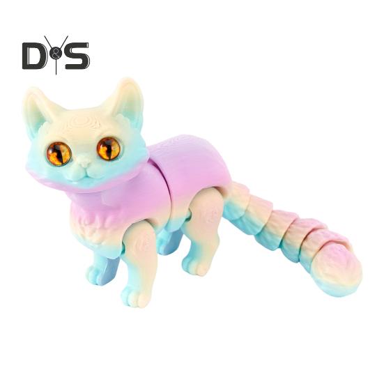 

3D-печатная кошачья фигурка с шарнирным соединением, настольная игрушка для снятия стресса для домашних животных и взрослых, подарок B