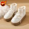 Fashion Lace-up Chunky Round Toe Women's Snow Boots Plush Warm Ladies Shoes Winter Fashion 2025 New In High Quality Goth Padded Booties