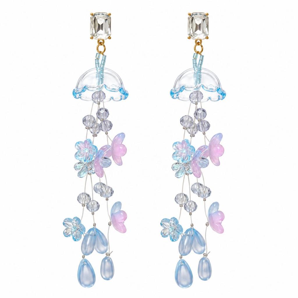 Orecchini a Fiocco in Vetro Blu Vintage - Ornamento dal Design Retrò