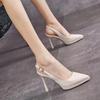 Pointed high heels women's stilettos spring new soft-soled banquet temperament one-word single shoes women's shoes tide