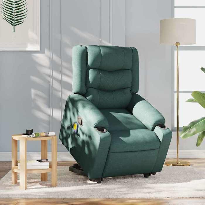 VidaXL Fauteuil inclinable de massage Vert foncé Tissu 3310271