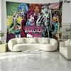 Anime Monster High Wall Tapestry Aesthetic Wall Hanging Printed Fabric Blanket Decorative Tapestries for Bedroom Living Room Home Decor