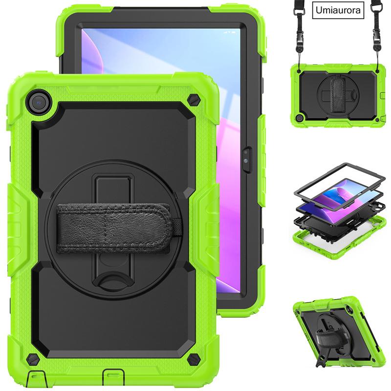 For Lenovo Tab M10 Plus 10.6" TB128FU 3rd Gen 10.1 Inch TB328FU X306F X606F Shockproof Rugged Tablet Case Hand Strap Stand Funda