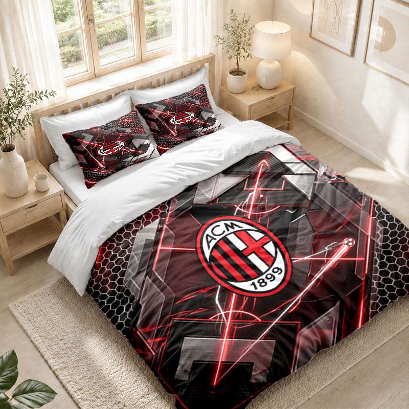 Bedding Set 1 Duvet Cover 2 Pillowcases AC Milan Print Bedroom Home Decoration