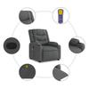 Massage Recliner with Rising Function Dark Grey Fabric