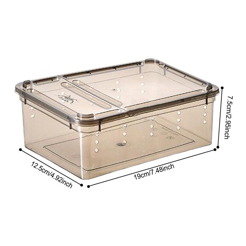 19cmx12.5cmx7.5cm Terrarium For Reptiles Spider Transparent Plastic Feeding Box Insect Food Feeding Container Terrarium Bowls