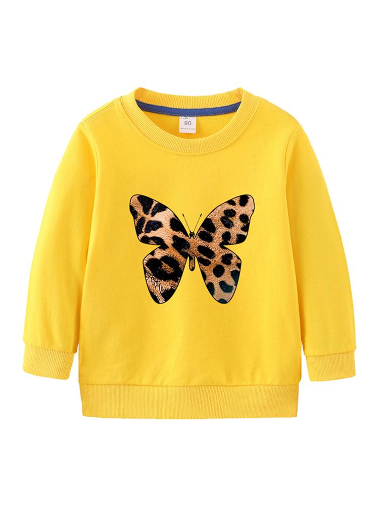 

Детский повседневный пуловер с капюшоном, детский хлопковый топ с круглым вырезом, толстовка с принтом бабочки для мальчиков и девочек, весенне-осенняя рубашка с длинными рукавами