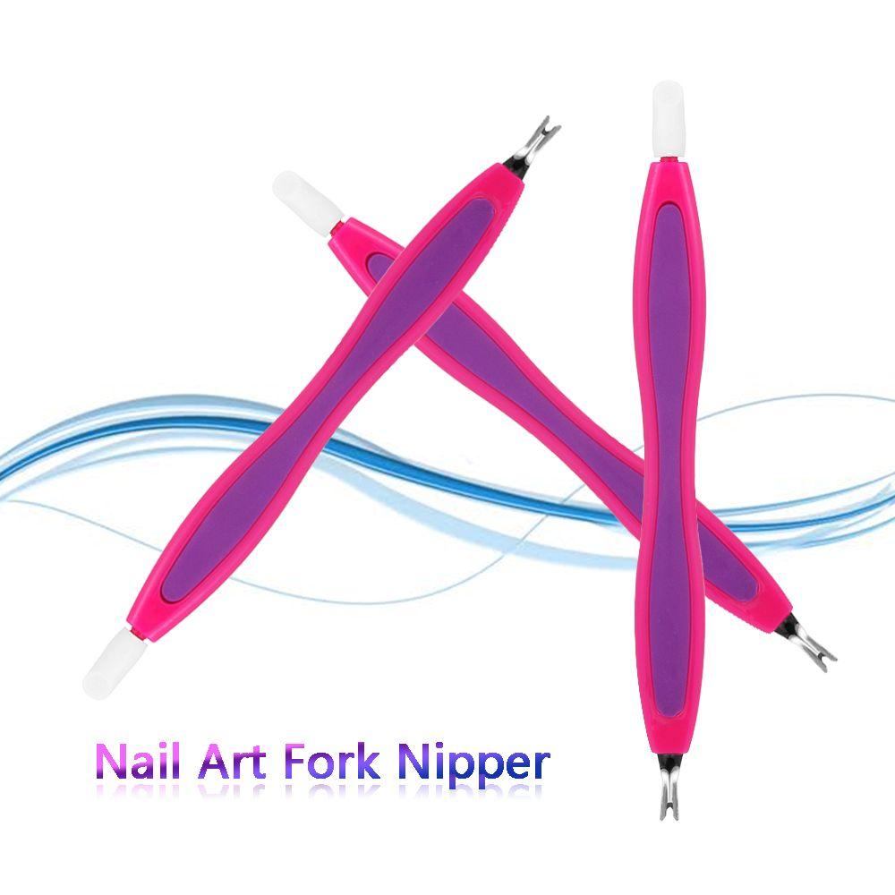 V-shaped Nail Tips Pusher Manicure Tool Cuticle Remover Dead Skin Trimmer Nail Art Fork Nipper