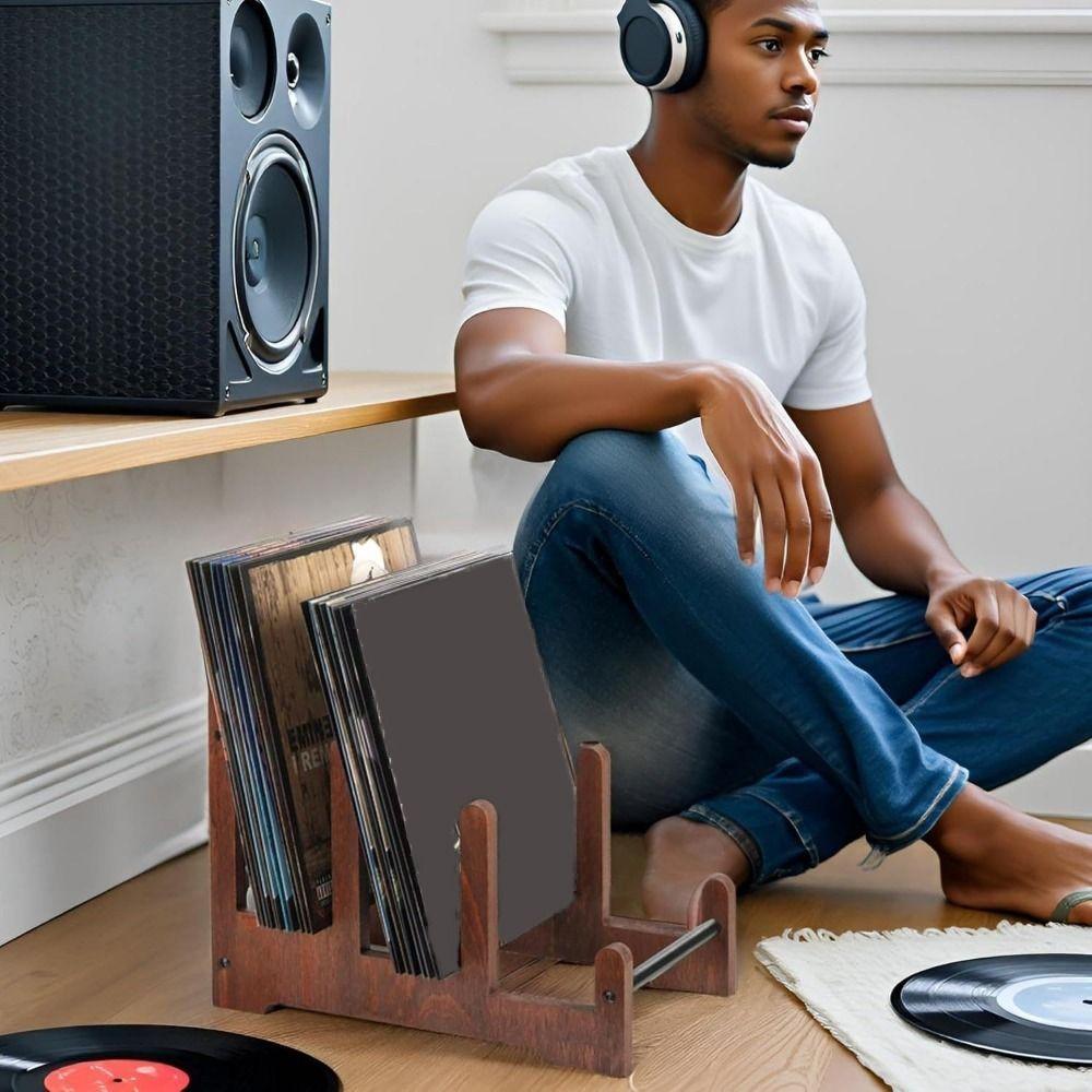 Grote Capaciteit Vinyl Platenhouder Houten CD Display Stand Magazine Organisatie Bureau Ornament