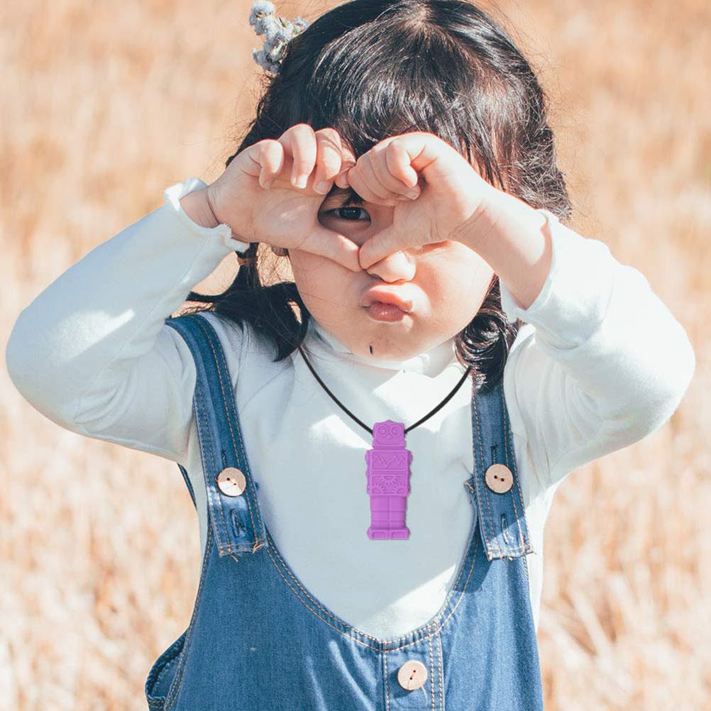 4pcs Sensory Chew Necklaces Kids Chewy Stick Toy Silicone Teether Chewlery Necklace Chewing Tool