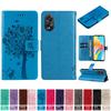 Emboss Cat Tree Cards Solt Wallet Case For OPPO A58 A38 A78 A98 A36 A76 A17 A96 A77 Realme 10 11 8i 9 Pro Plus C33 C53 5G Cover