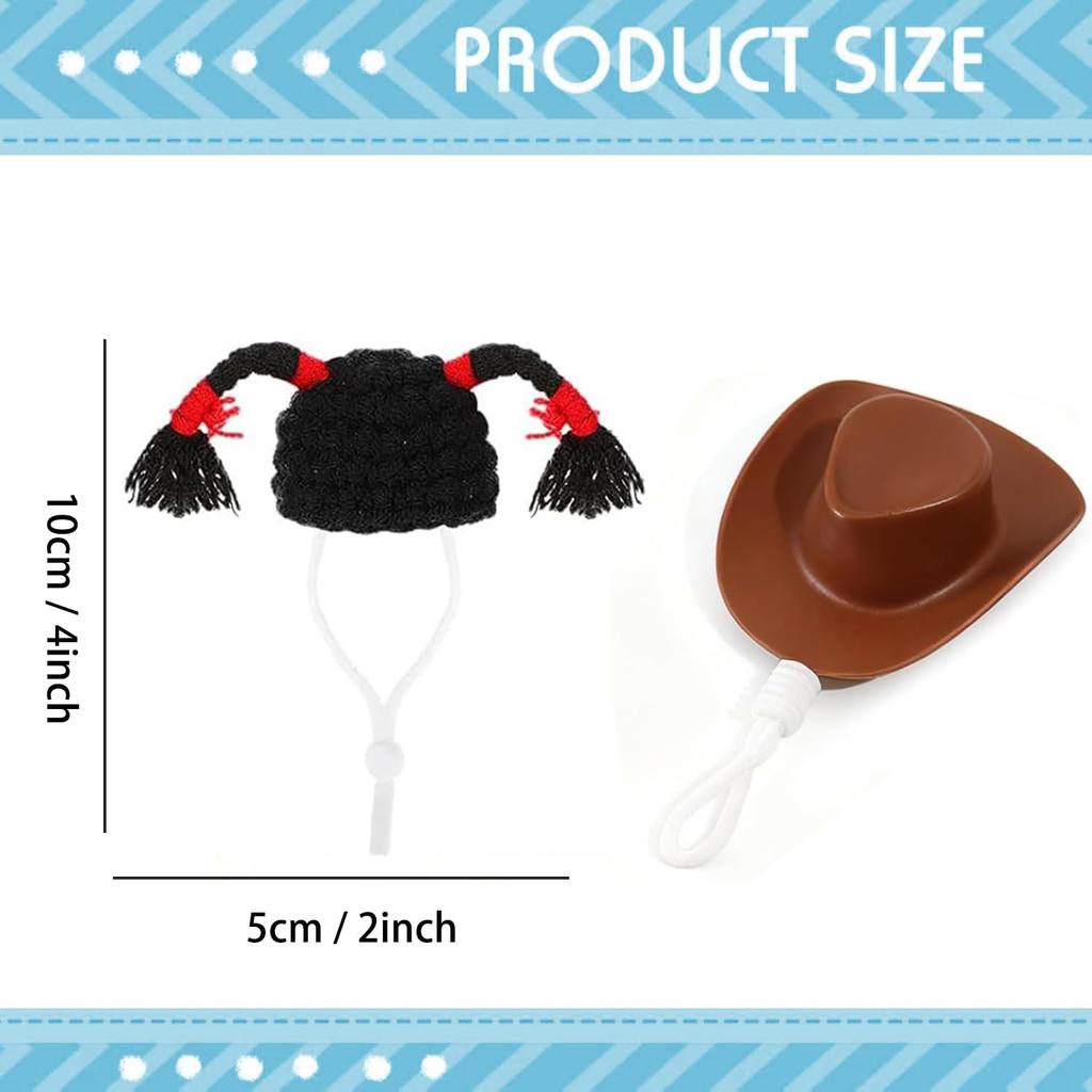 2 Pcs Mini Pet Hats - Small Animal Costume Accessories for Hamster Parrot Guinea Pig Snake Lizard