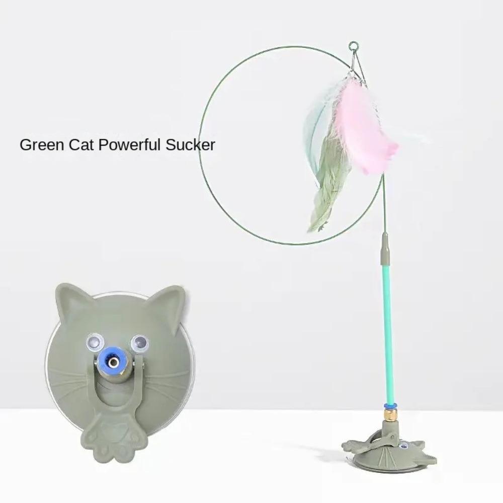 

Colorful Feather Teaser Wand Soft Cat Feather Toys Hot Sale Interaction Suction Cup Game зелений