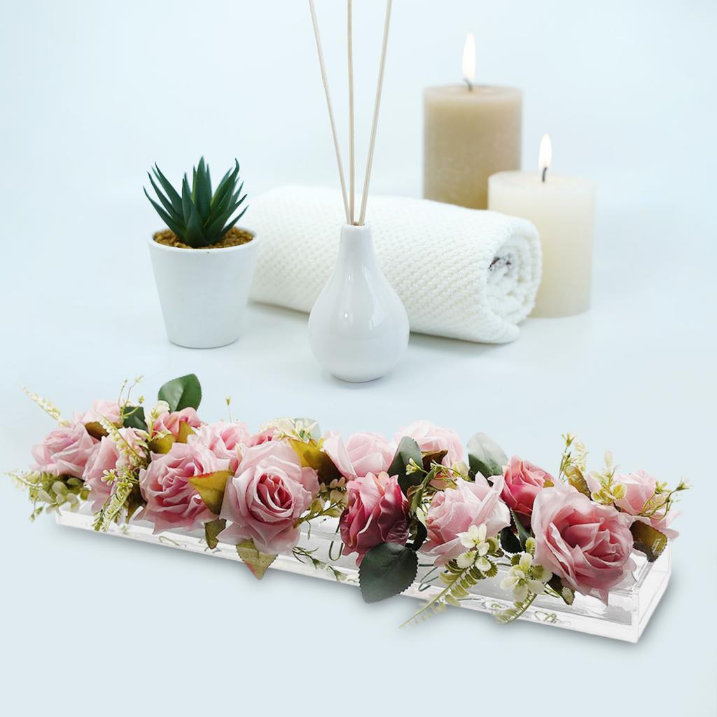 Rectangle Flower Vase Clear Acrylic Long Modern for Living Room Desktop