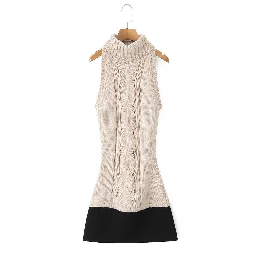 Europäisch-Amerikanisches Damenmode Patchwork Strickkleid