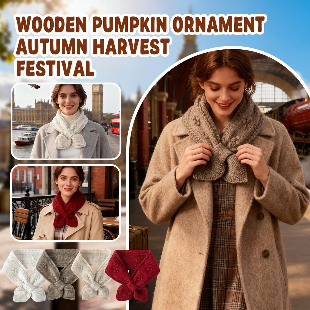 Cashmere Scarf Solid Color Crochet Knitted Small Bow Tie