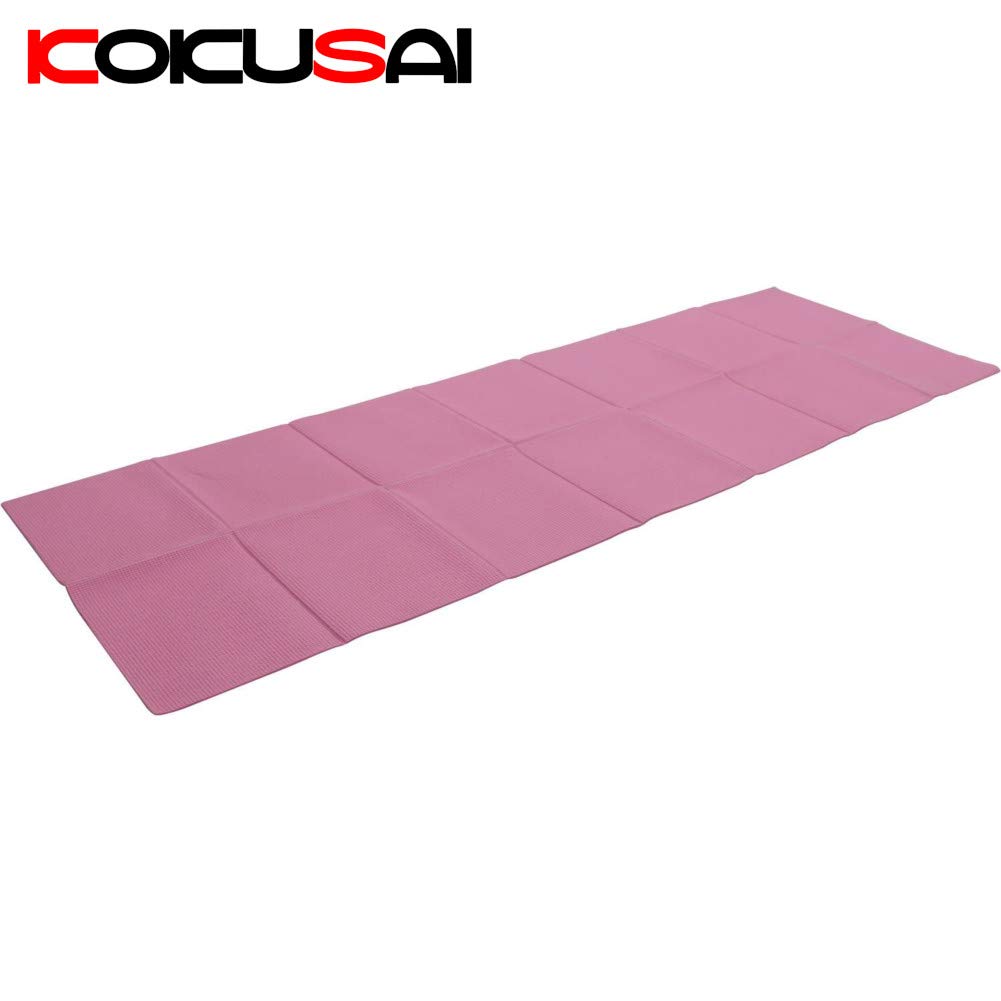 Foldable yoga 4mm pink mat, thick,