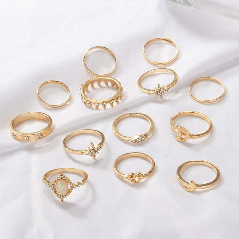 Matching Rings For Women Anillos Mujer Gold Ring Set Bagues Anillo Bohemian Jewellery Slytherin Accessories Couple Gift Sygnety