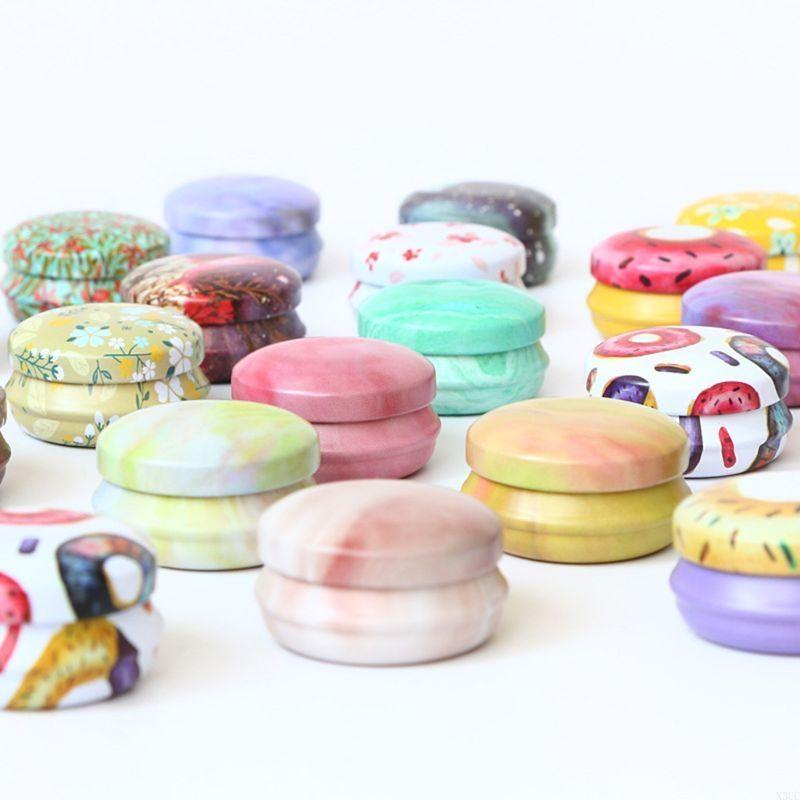 Round Tinplate Storage Box with Lid Spice Herb Powder Cosmetic for Case for Chinese Tradition Grinding Herb Powder X3UC