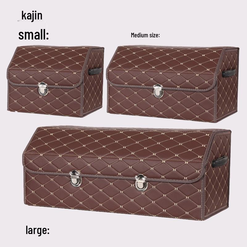 Car Leather Interior Organizer: Large Capacity Folding Trunk Storage Box