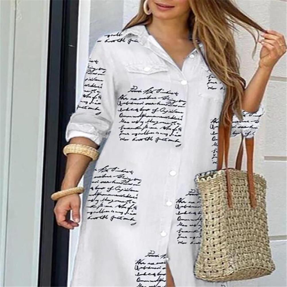 New Women's European and American Fashion Long Shirt Dress - Spring/Autumn, Sexy, Single-Breasted, Loose Lapel Design