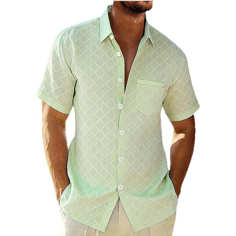2026 New Model Loose Casual Turn-down Collar Half-sleeve Men's Shirt