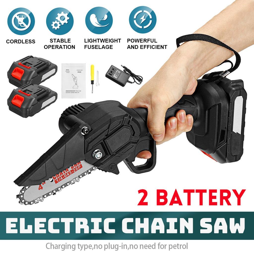 1500W 4 Inch Mini Electric Chain Saw Cordless Rechargeable Chainsaw Woodworking Garden Tool