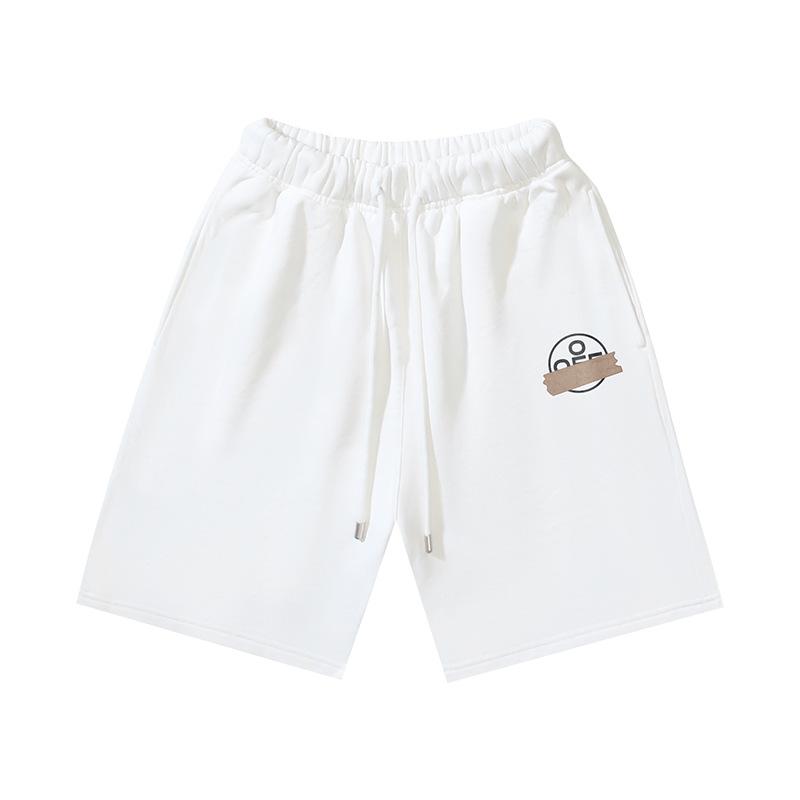 1019 Off-White 2025 Spring/Summer New OW Tape Slant Stripe Pattern Printed Men's and Women's Casual Loose Shorts
