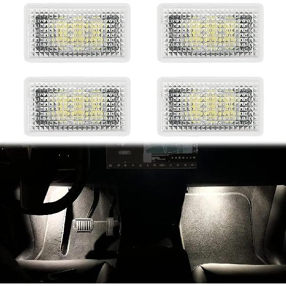 For Tesla Model 3 Y S X Ultra-bright Interior LED Lighting Bulbs Kit Accessories Fit Trunk, Frunk, Door Puddle, Foot-Well Lights 2PCS белый