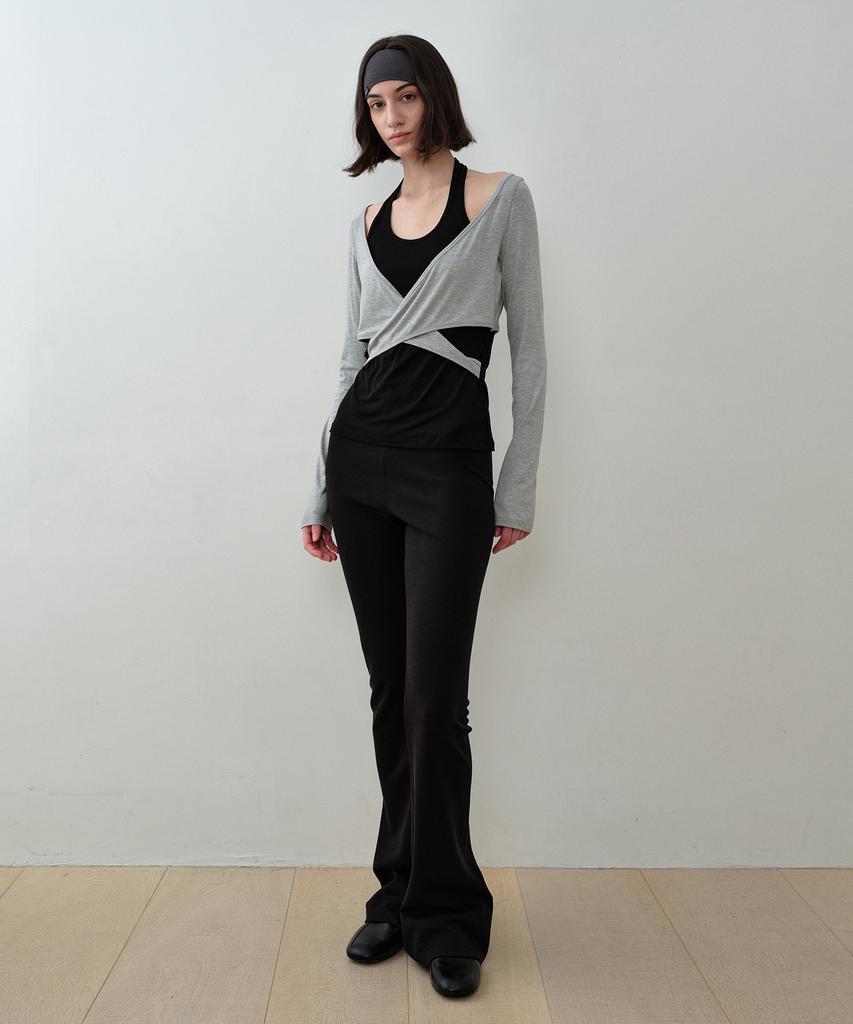 Simeteuligpeosenteu Flare Cotton Modal Leggings / Black