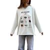 2025 Early Autumn Trendy Loose-Fit Long-Sleeve T-Shirt for Women - European & American Style, Pure Cotton, Fun Print