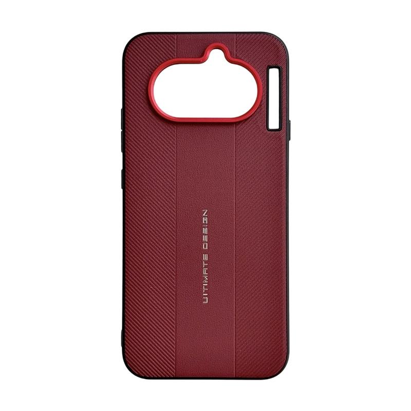 For Nothing phone 4A Case Red Camera Frame Luxury Textured Ultimate Design Leather Protective Soft Case Cover